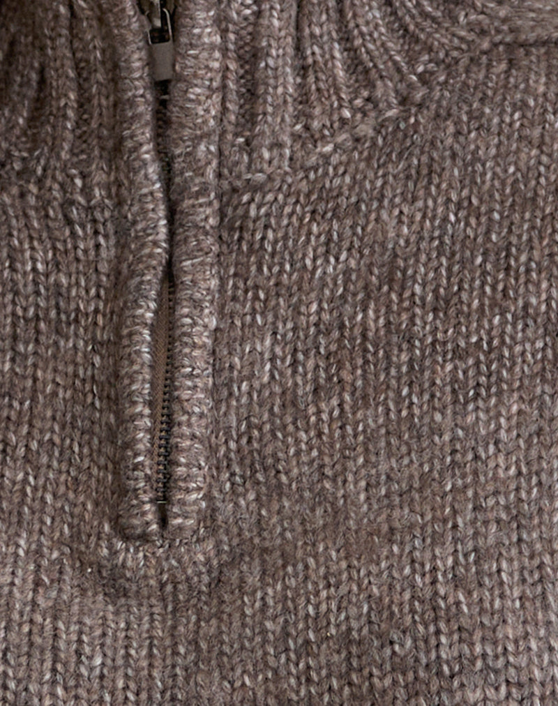 Lamara Quater Zip Jumper in Dark Brown Marl