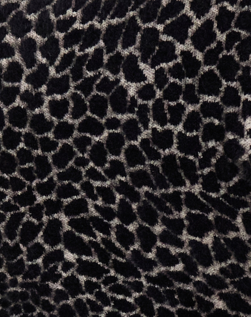 Lamira Button Through Top in Black Giraffe Print