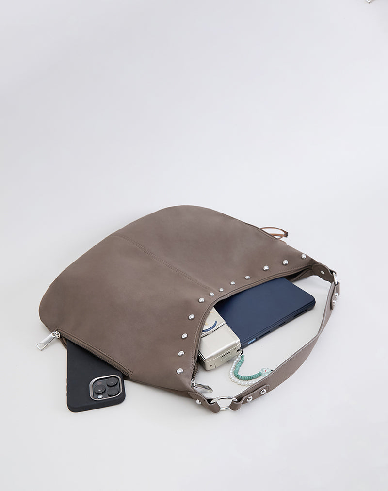 Large Brown Bag with Studs