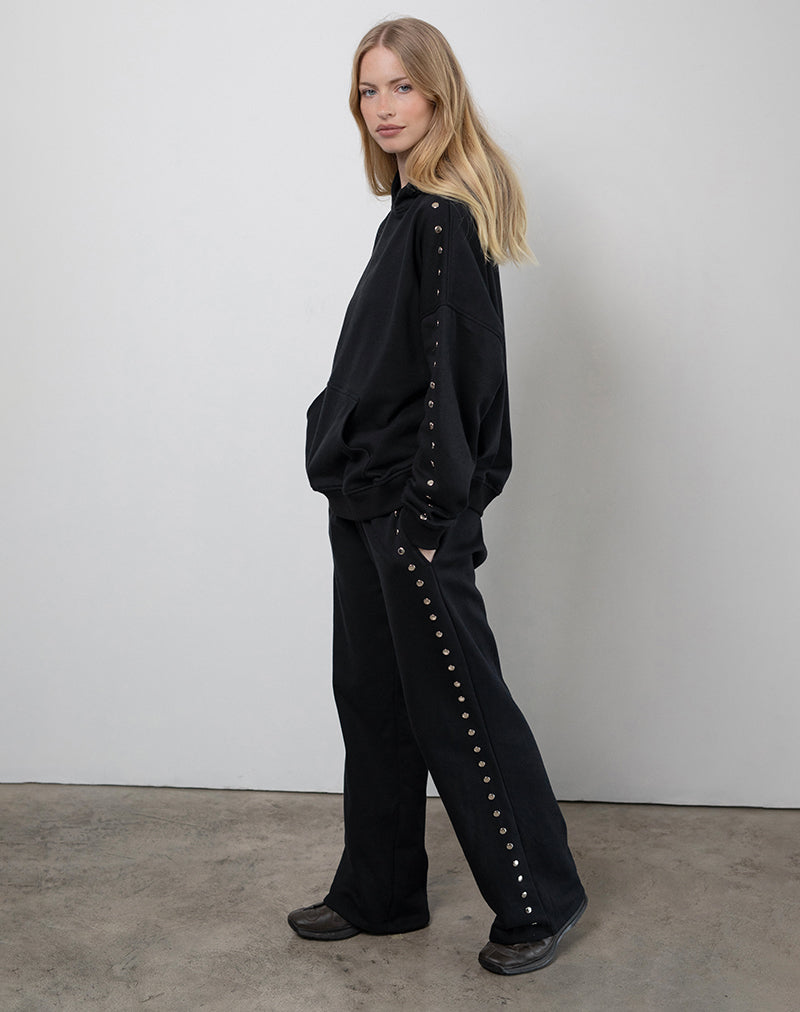 Lark Loose Fit Joggers in Black with Studs