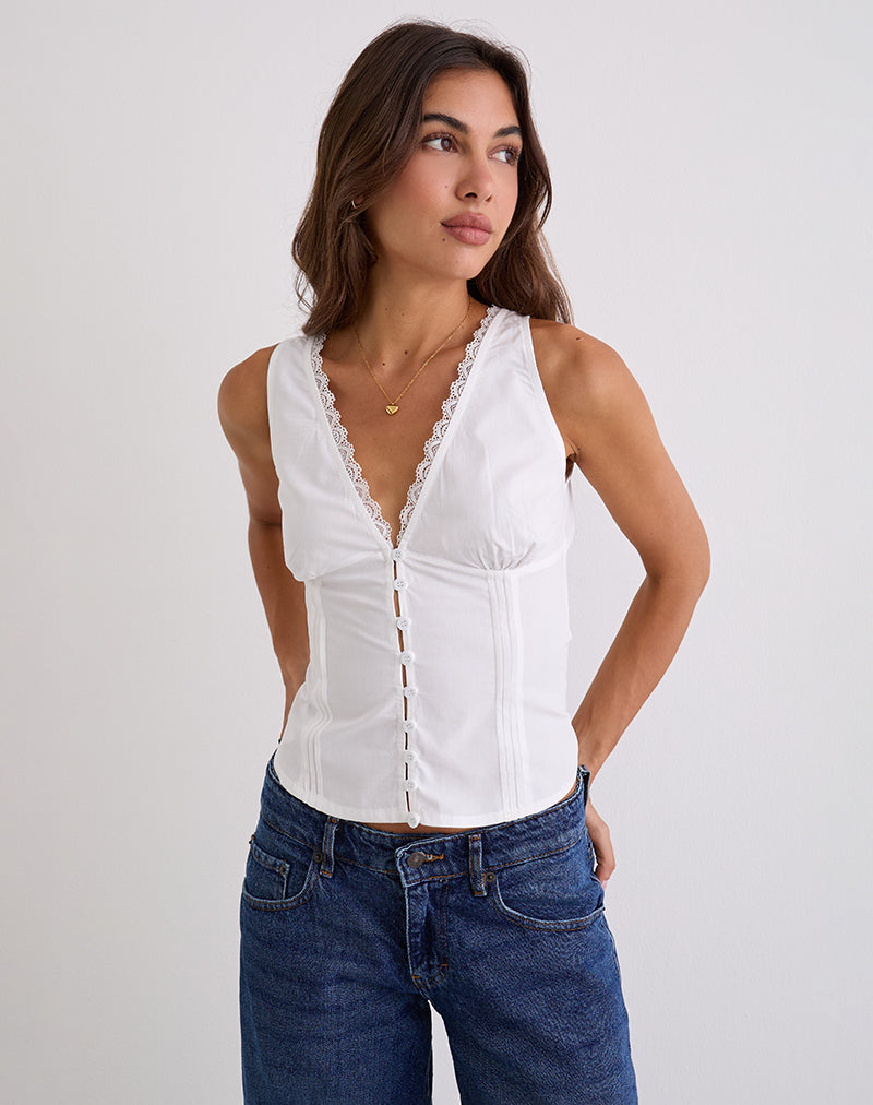 Lasily Sleeveless Corset Top in White