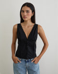 Lasily V Neck Corset Top in Black