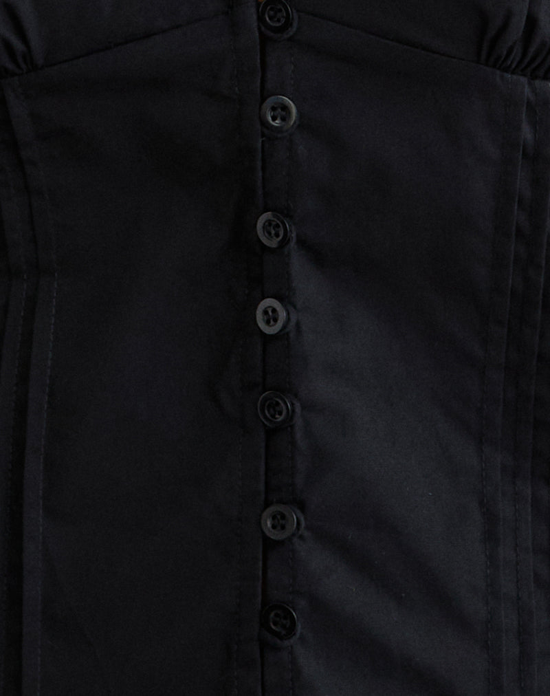 Lasily V Neck Corset Top in Black