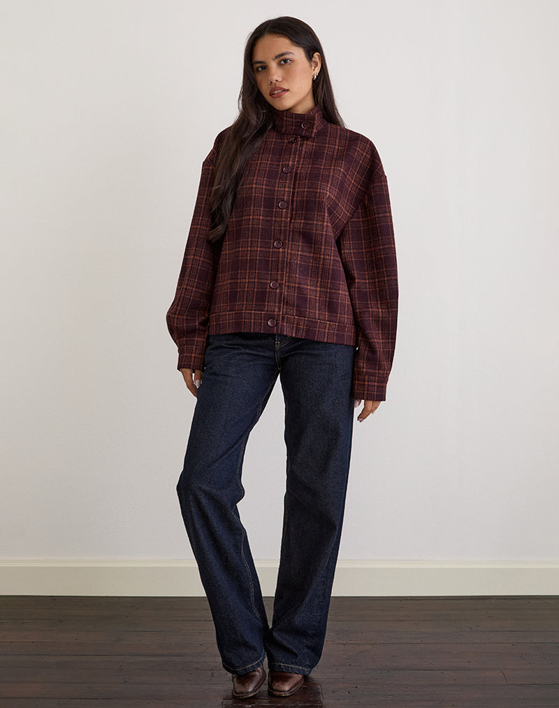 Lastika Jacket in Check Dark Burgundy