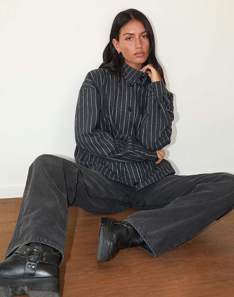 Lastika Jacket in Charcoal Pinstripe
