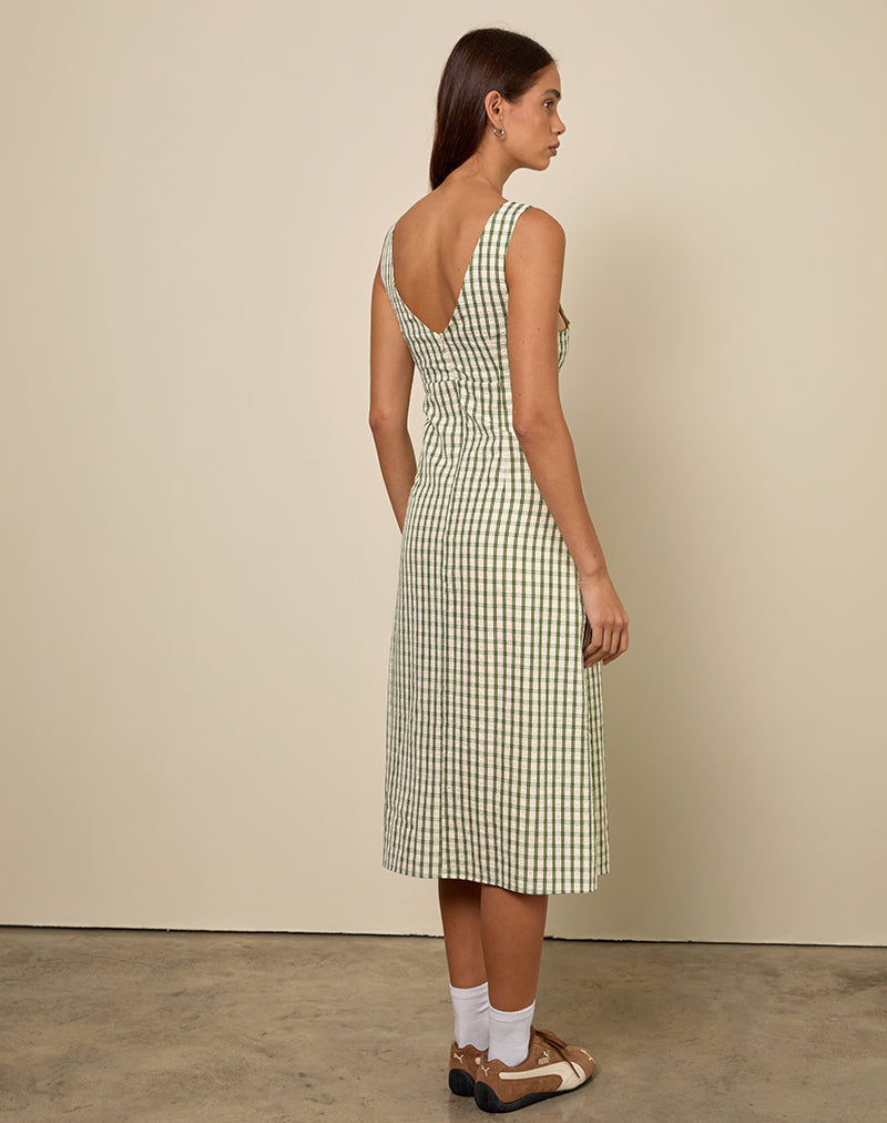 Lavisha Midi Dress in Green Check