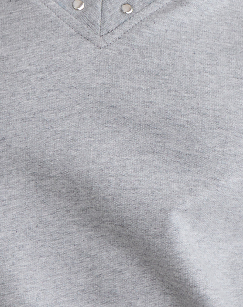Lazuly Slim Sweatshirt in Grey Marl with Studs