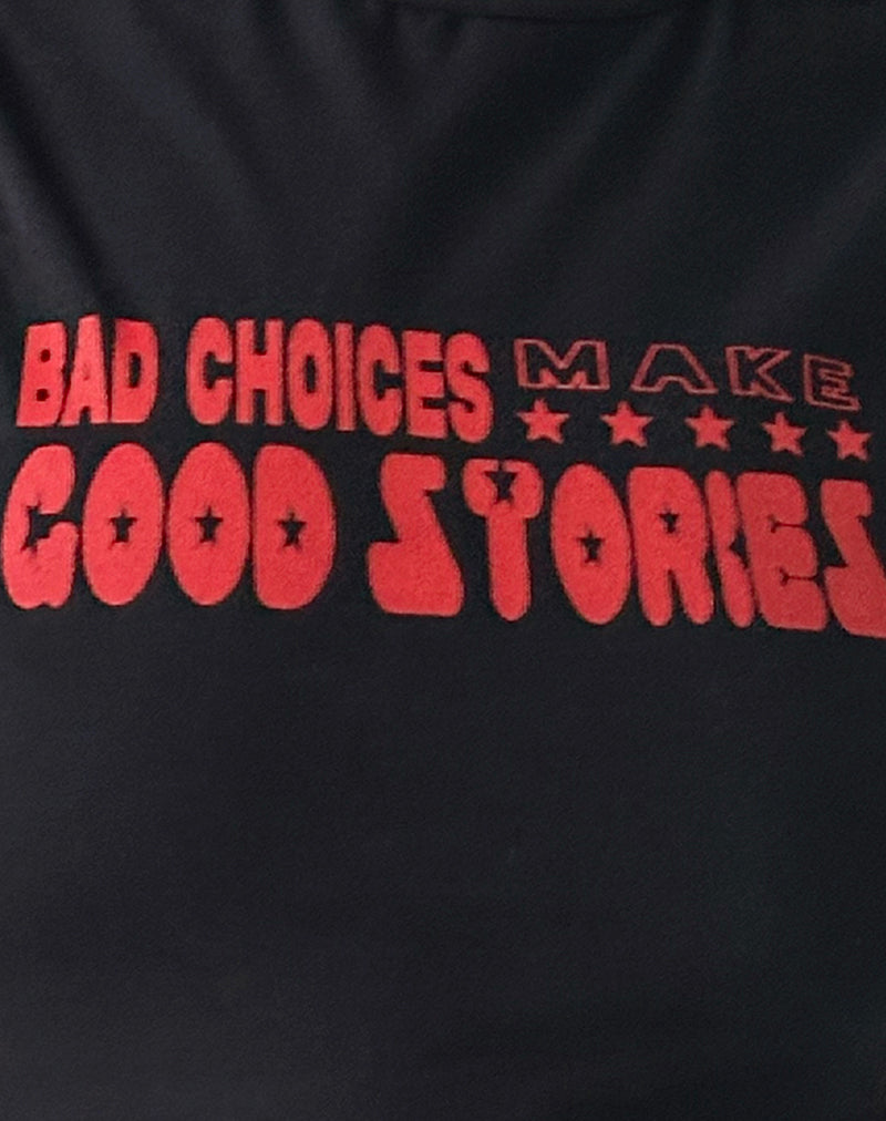 Leen Tank Top in Black with Bad Choices, Good Stories Graphic