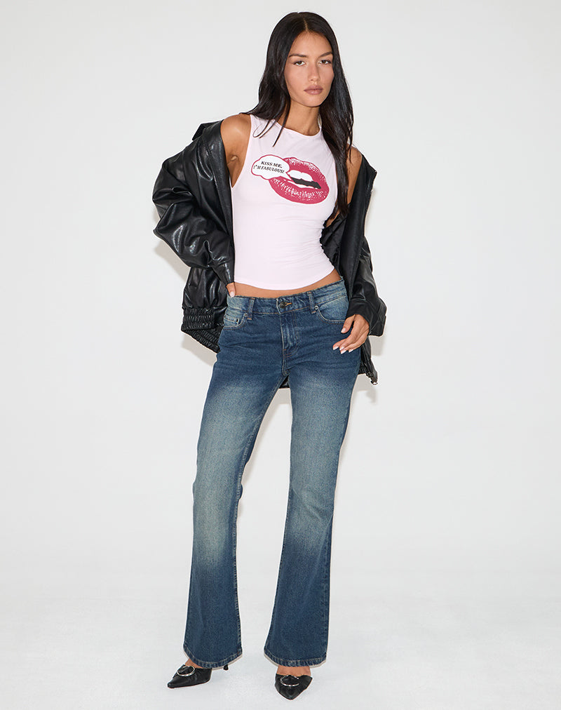 Leen Tank Top in Pink with Kiss Me I'm Fab Graphic