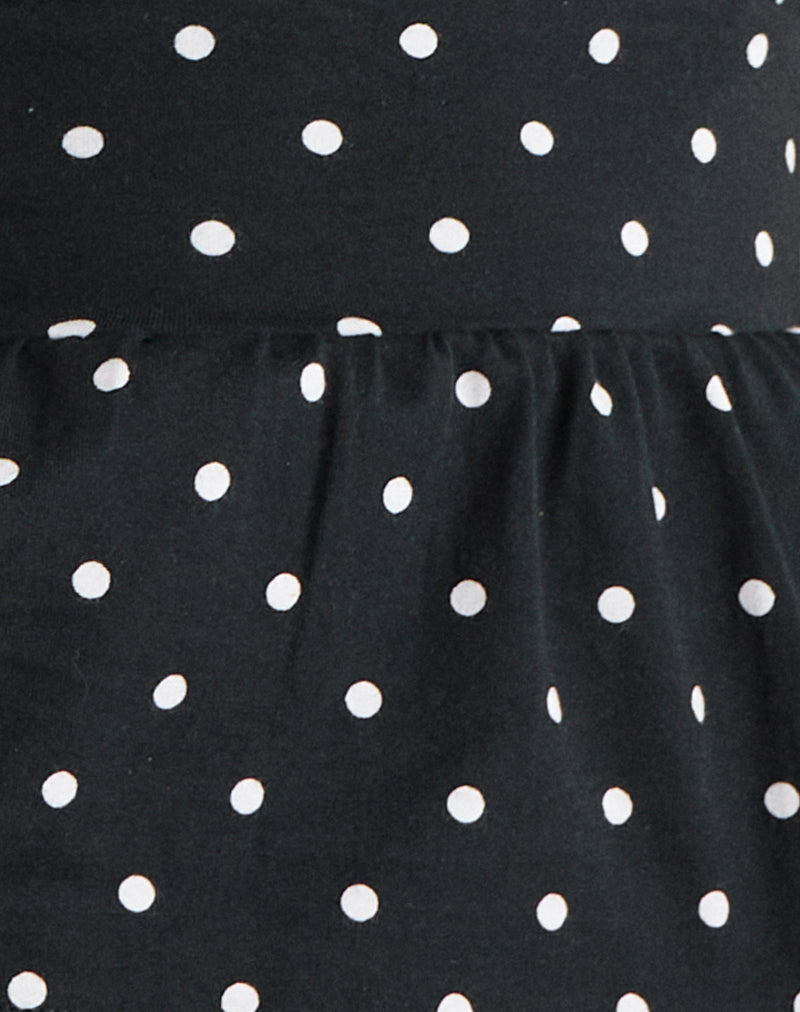 Leisna Frill Top in Polka Black