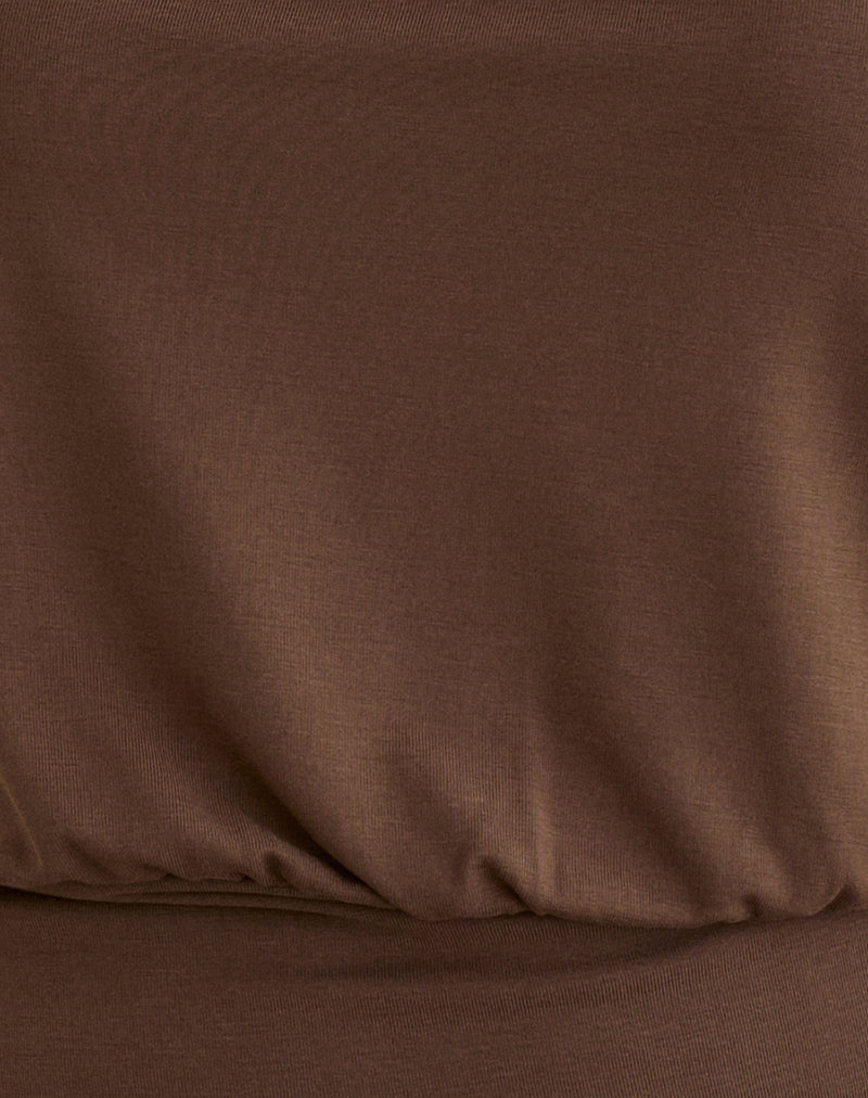 Leocadia Bandeau Top in Cupro Bitter Chocolate
