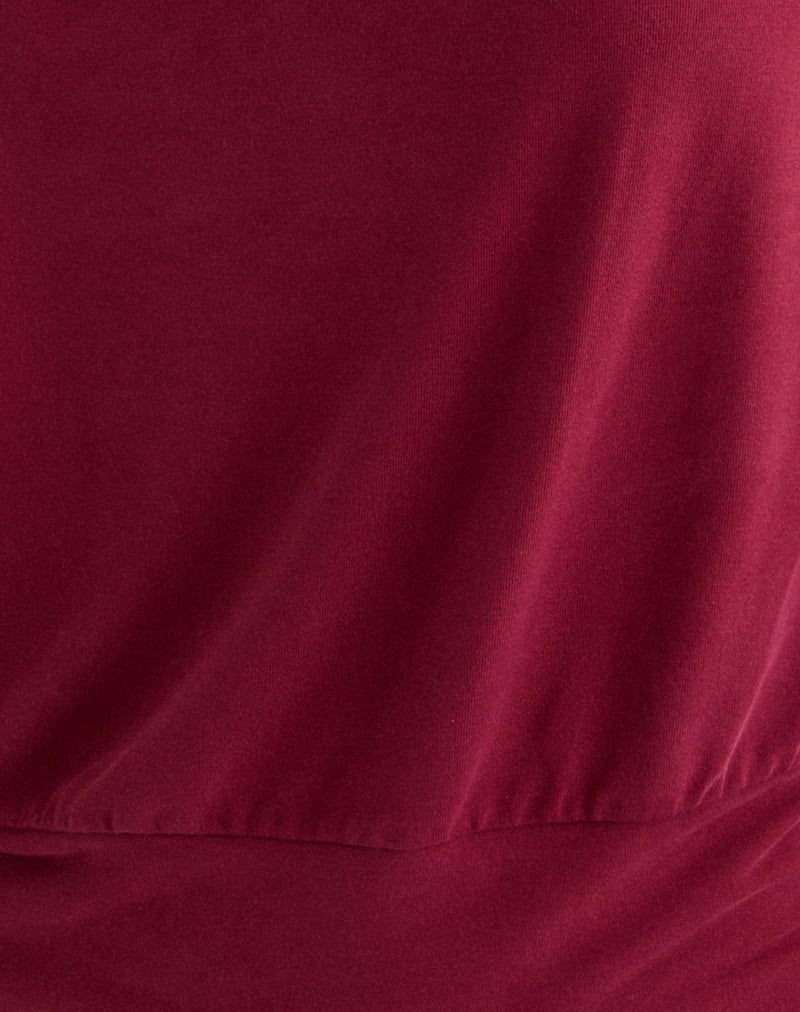 Leocadia Bandeau Top in Cupro Dark Red