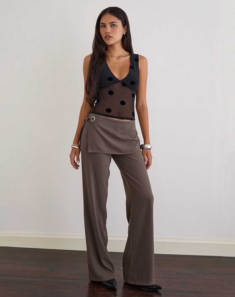 Elka Wrap Trouser in Tailoring Truffle