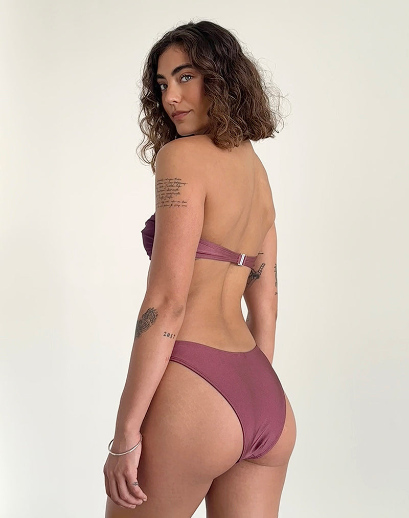 Linda Twist Bikini Top in Deep Mauve Plum