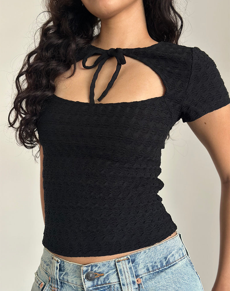 Lindsay Top in Textured Black