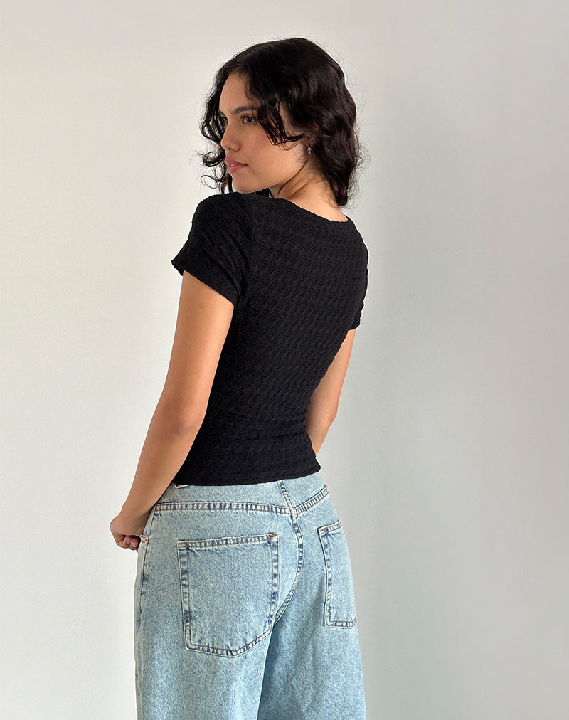 Lindsay Top in Textured Black