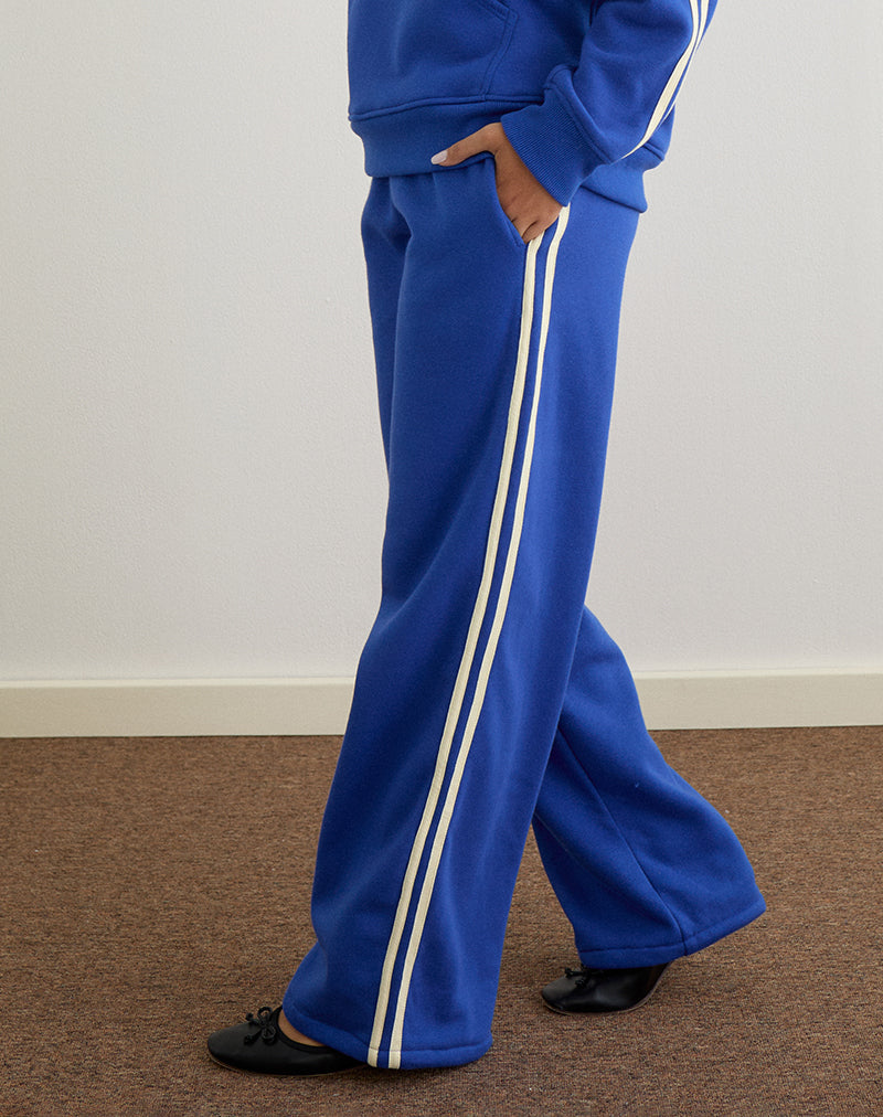 Oze Track Pant in Cobalt Blue with Buttermilk Binding