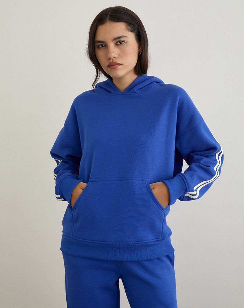Lingwu Hoodie in Cobalt Blue with Buttermilk Binding