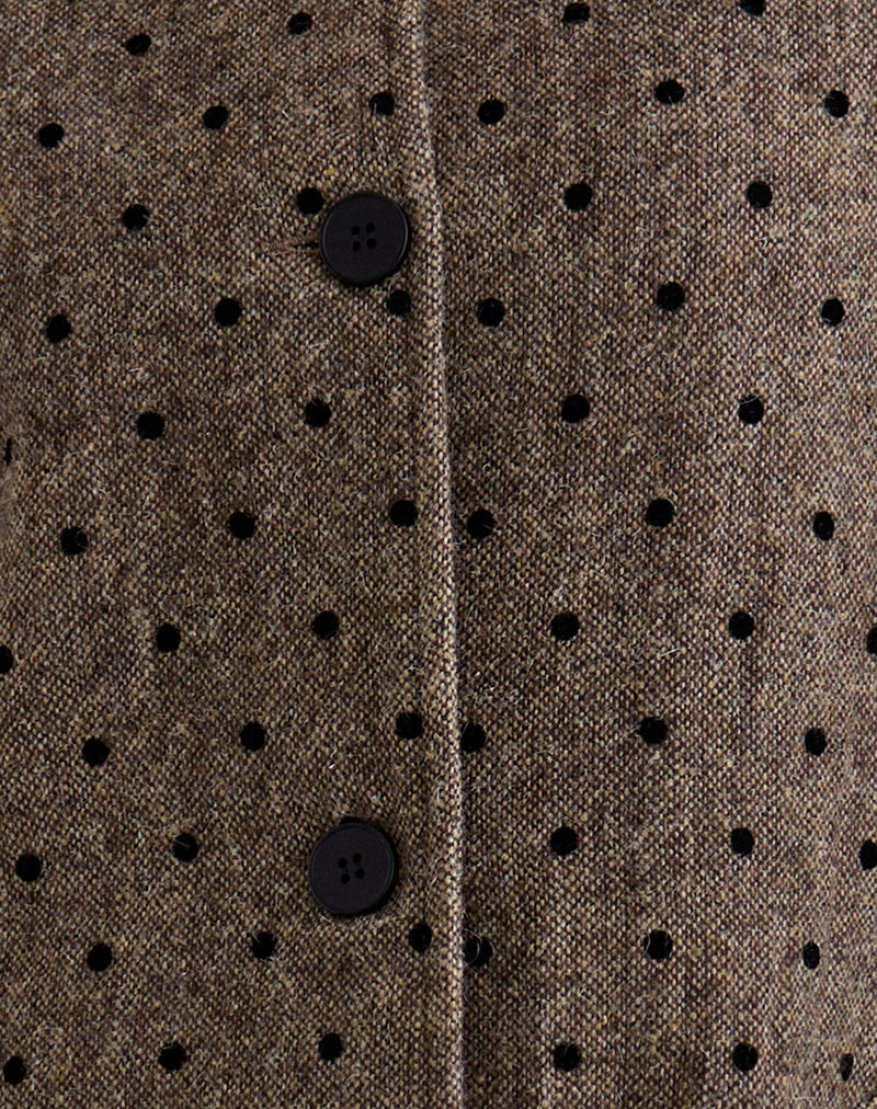 Lirena Longline Coat in Polka Brown