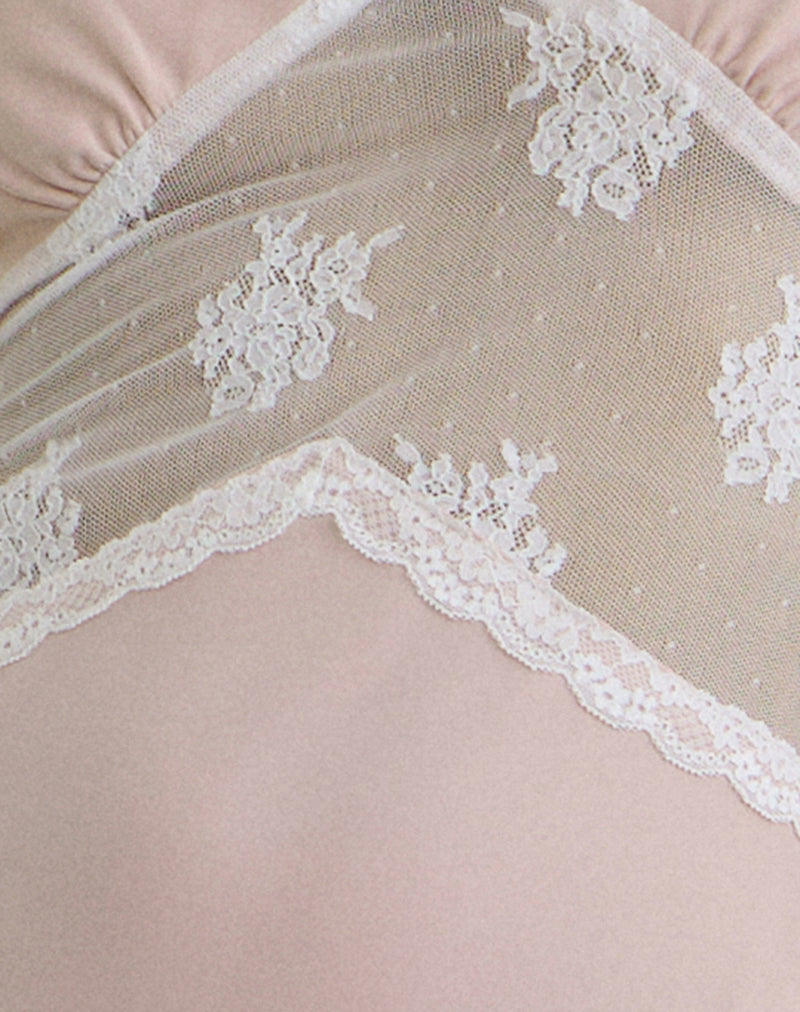 Lirenda Midi Dress in Satin Baby Pink