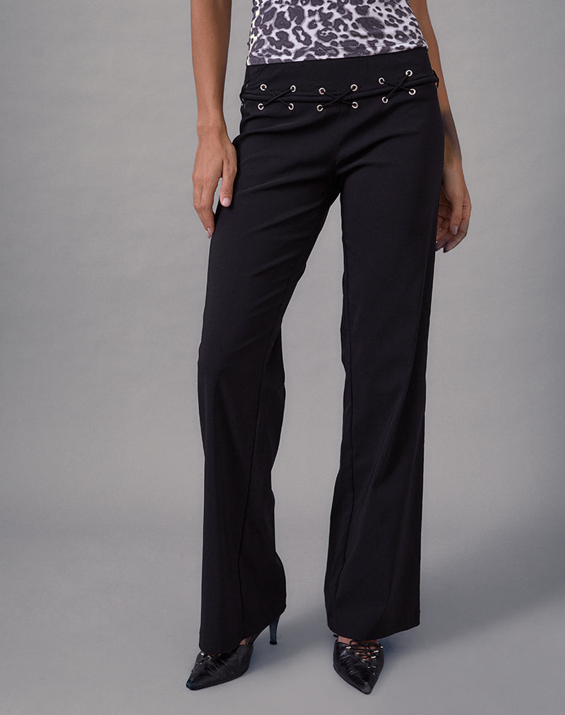 Lirina Lace Up Trouser in Tailoring Black
