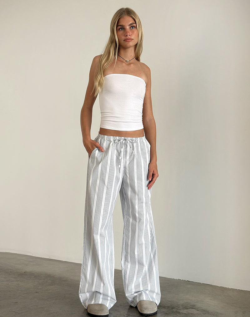 Lirura Trouser in Vertical Grey Stripe