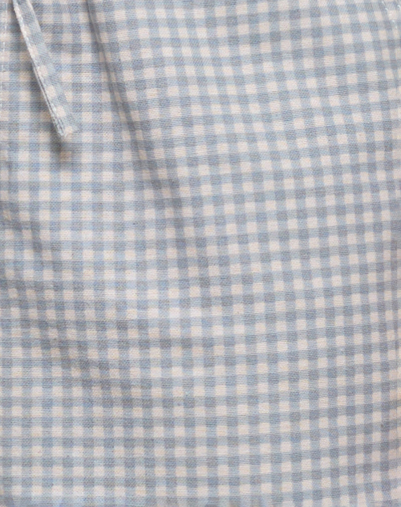 Lirura Trouser in Mini Gingham Blue and Grey