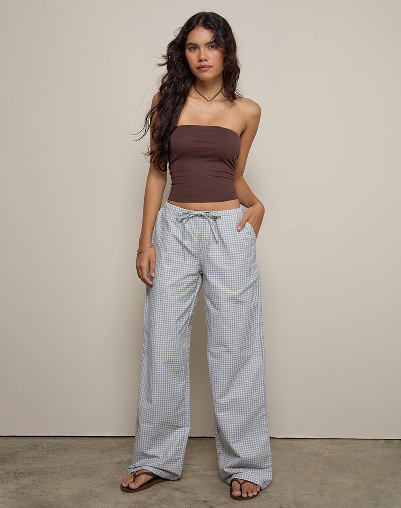 Lirura Trouser in Mini Gingham Blue and Grey