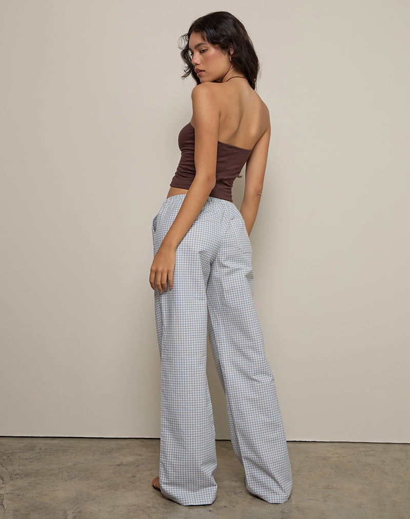 Lirura Trouser in Mini Gingham Blue and Grey