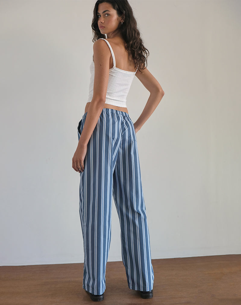 Lirura Trouser in Poplin Formal Stripe Navy