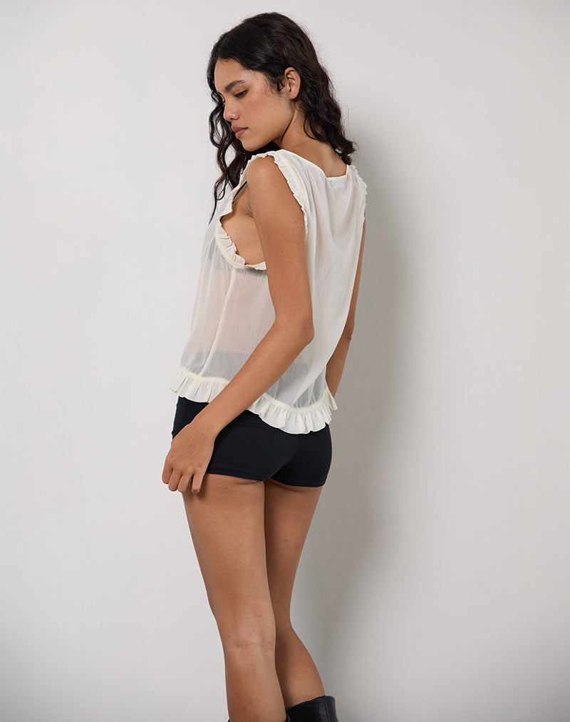 Loire Frill Unlined Top in Ivory