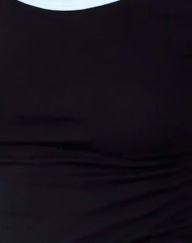 Bitha Crop Top in Black with White Piping