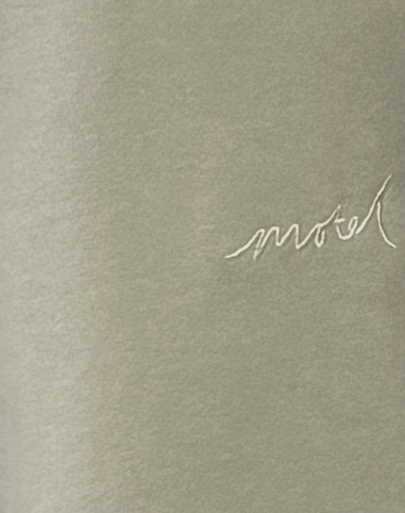 Loose Jogger in London Fog with Ivory 'MOTEL' Embroidery