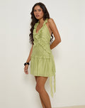 Lorena Mini Dress in Chiffon Stripe Green
