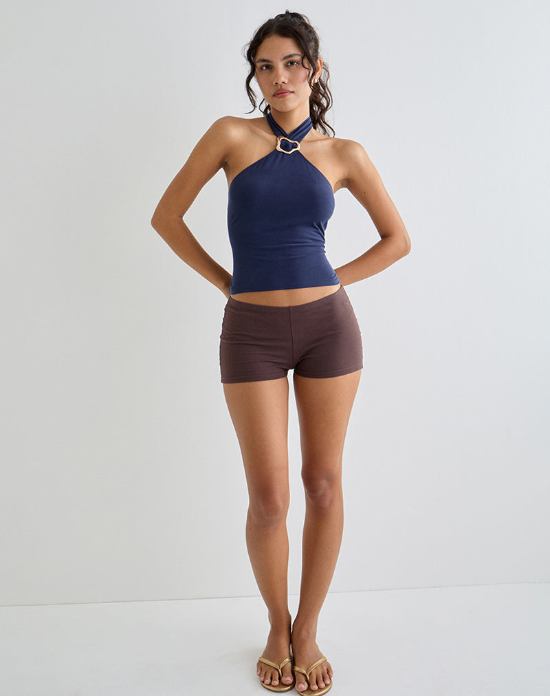 Lorie Halter Top in Cupro Navy