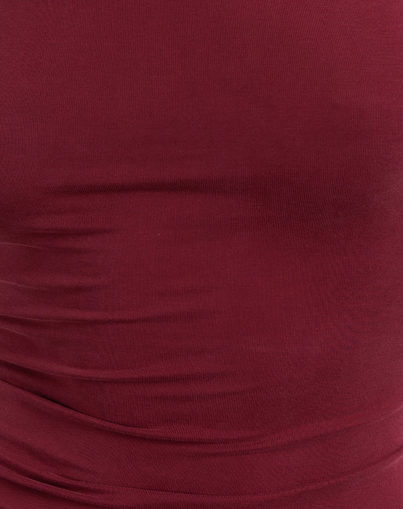 Lorie Halter Top in Cupro Dark Red