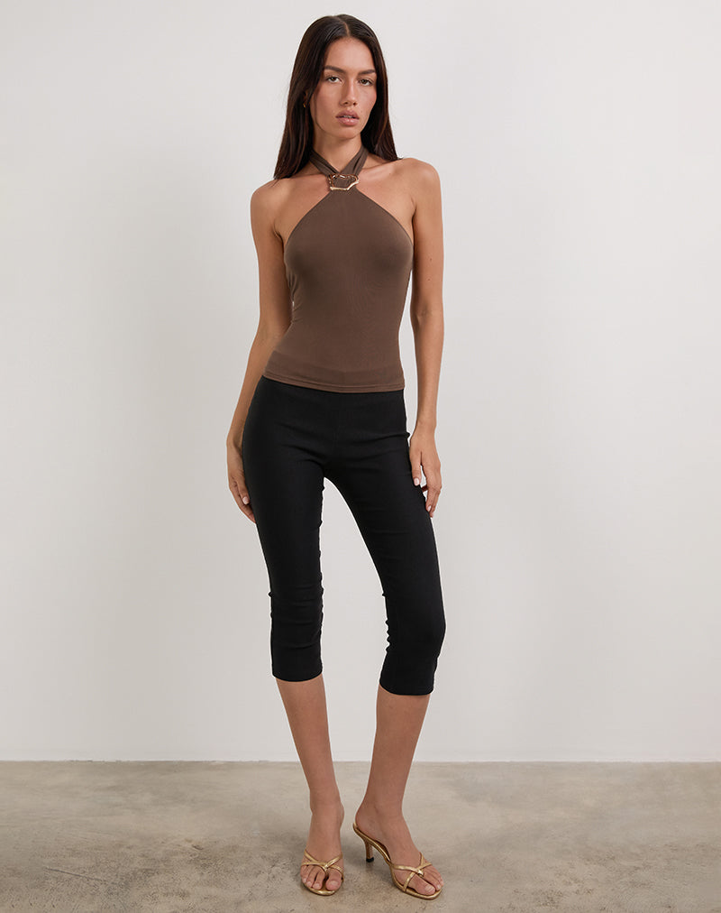 Lorie Halter Top in Cupro Bitter Chocolate