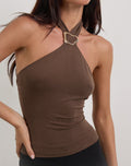 Lorie Halter Top in Cupro Bitter Chocolate