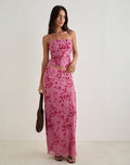Alfreda Maxi Skirt in Stencil Flower Pink