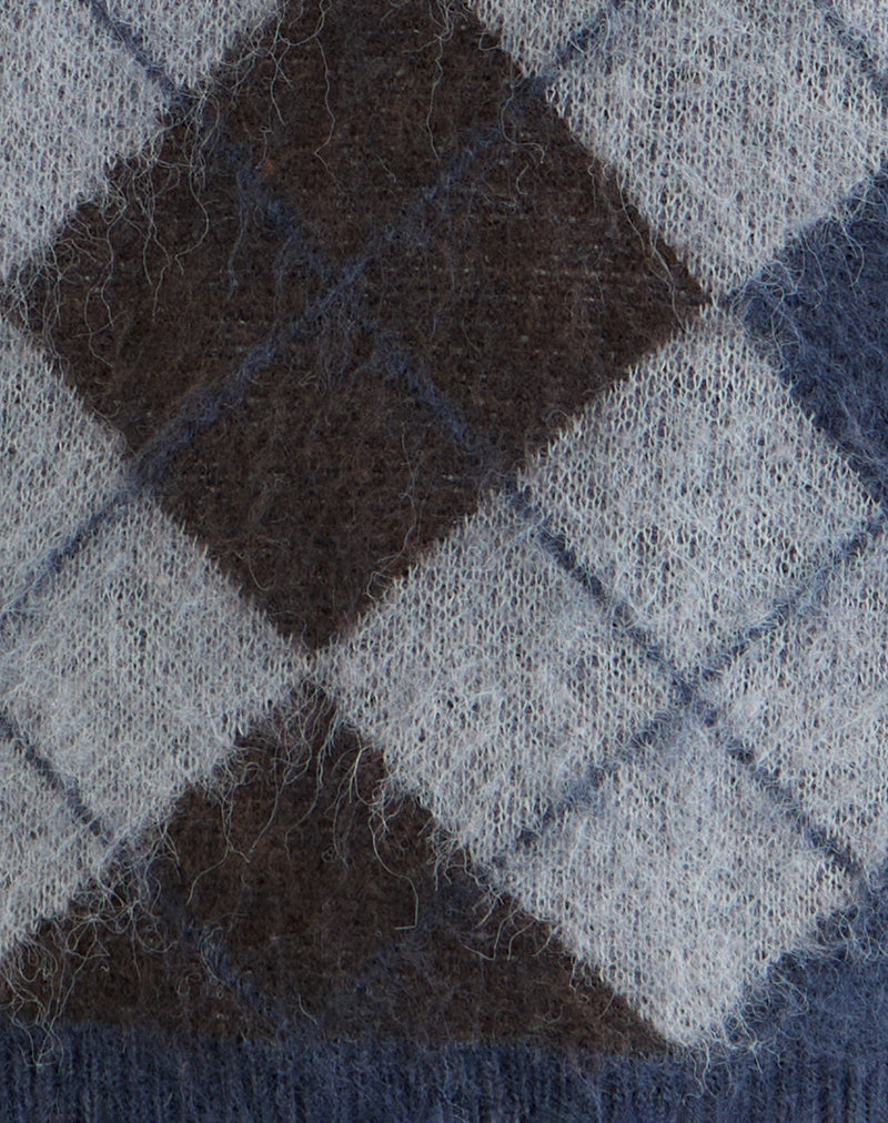 Louna Jumper in Knit Argyle Check Navy
