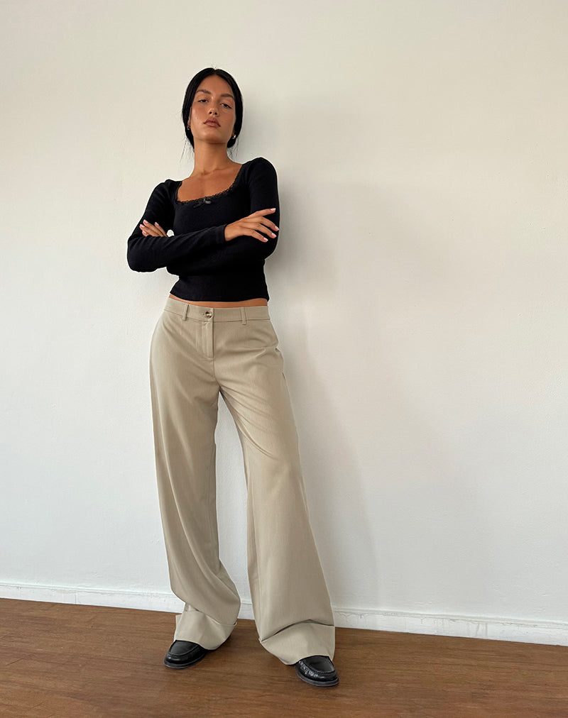 Abba Low Rise Trousers in Stone