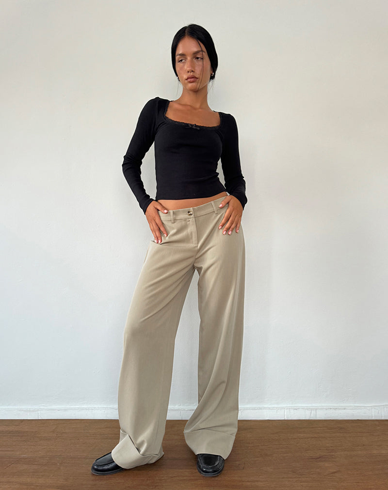 Abba Low Rise Trousers in Stone