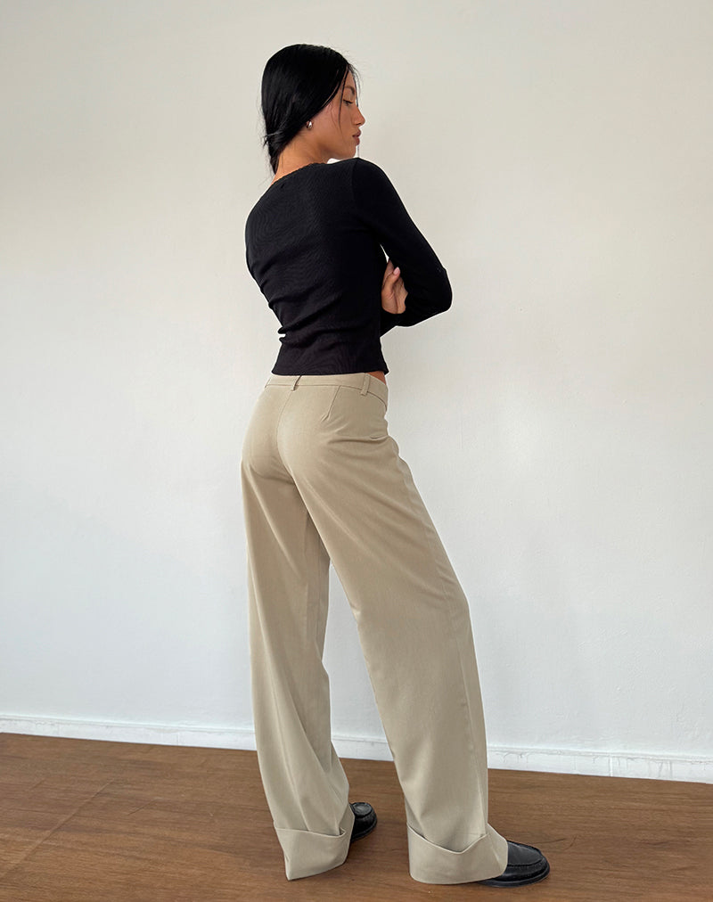Abba Low Rise Trousers in Stone