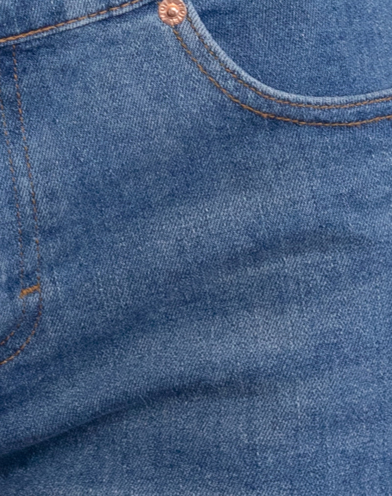 Low Rise Denim Hot Pants in Bay Blue
