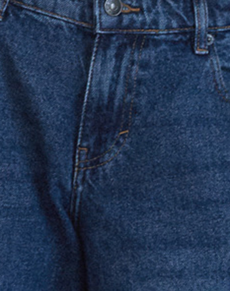 Roomy Oversized Low Rise Jeans in Mid Blue Used