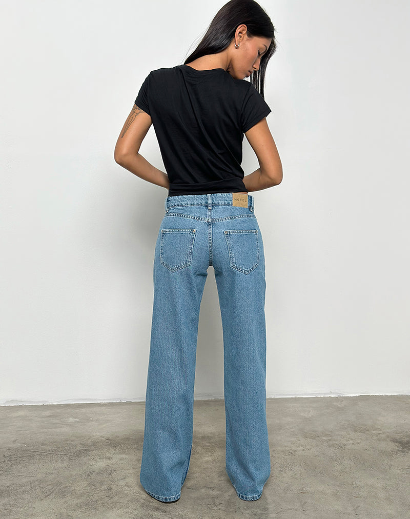 Low Rise Parallel Jeans in Blue Stone