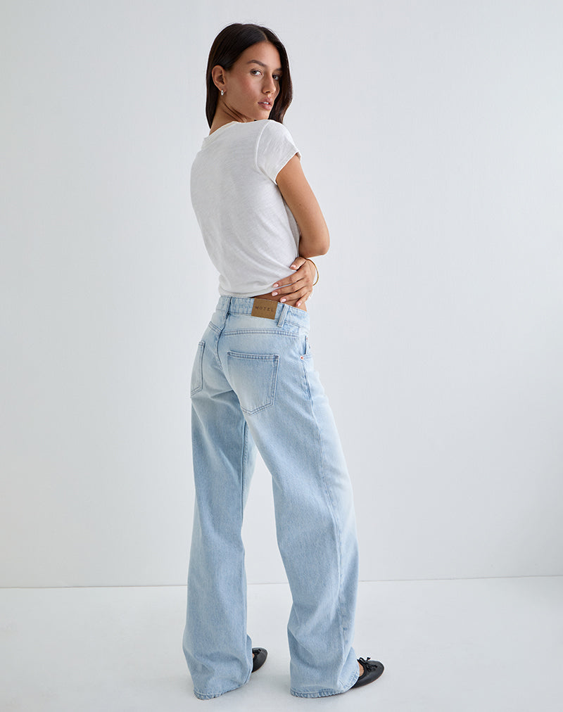 Low Rise Parallel Jeans in Icy Blue