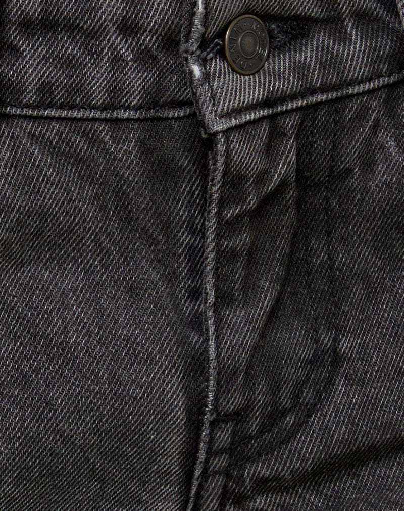 Low Rise Parallel Jeans in Washed Black Grey