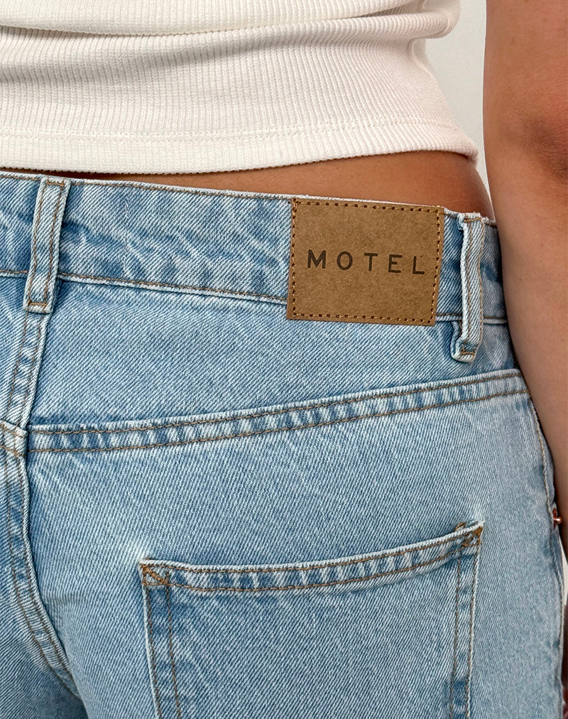 Low Rise Parallel Jeans in Light Wash Blue