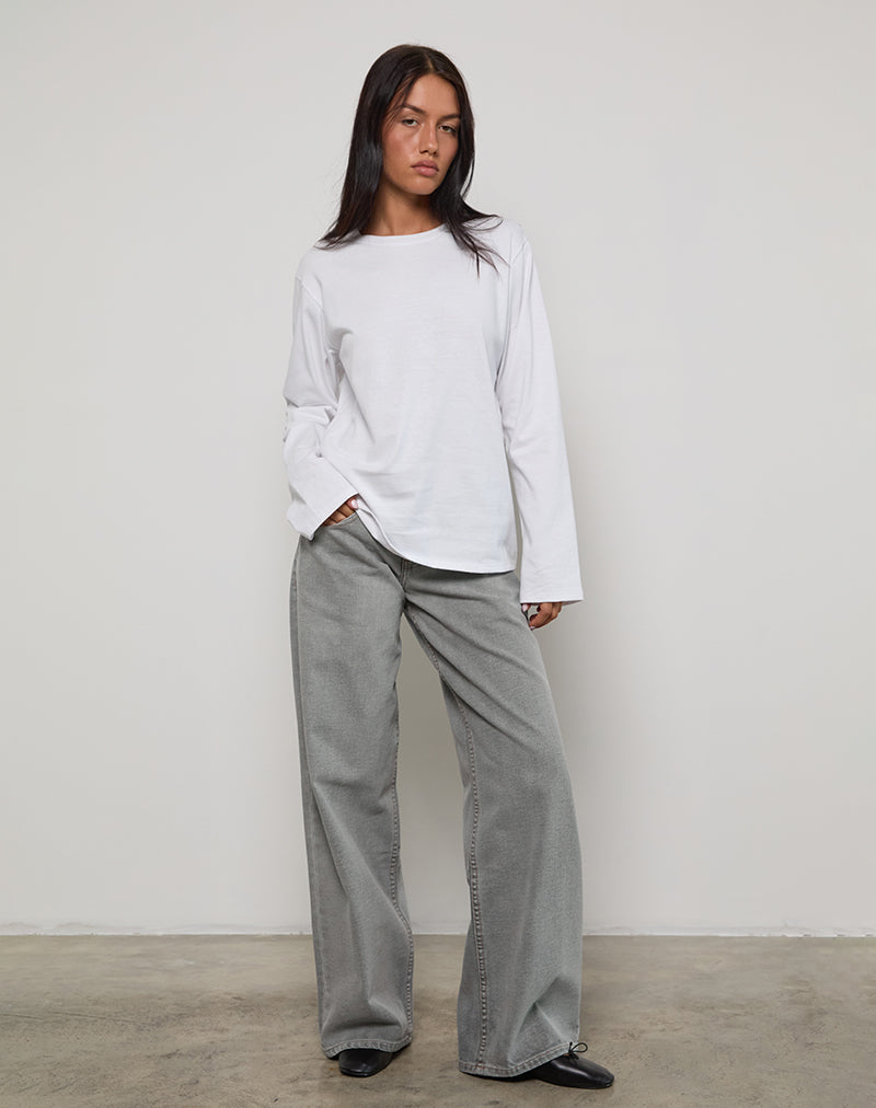Low Rise Roomy Jeans in Bleach Grey